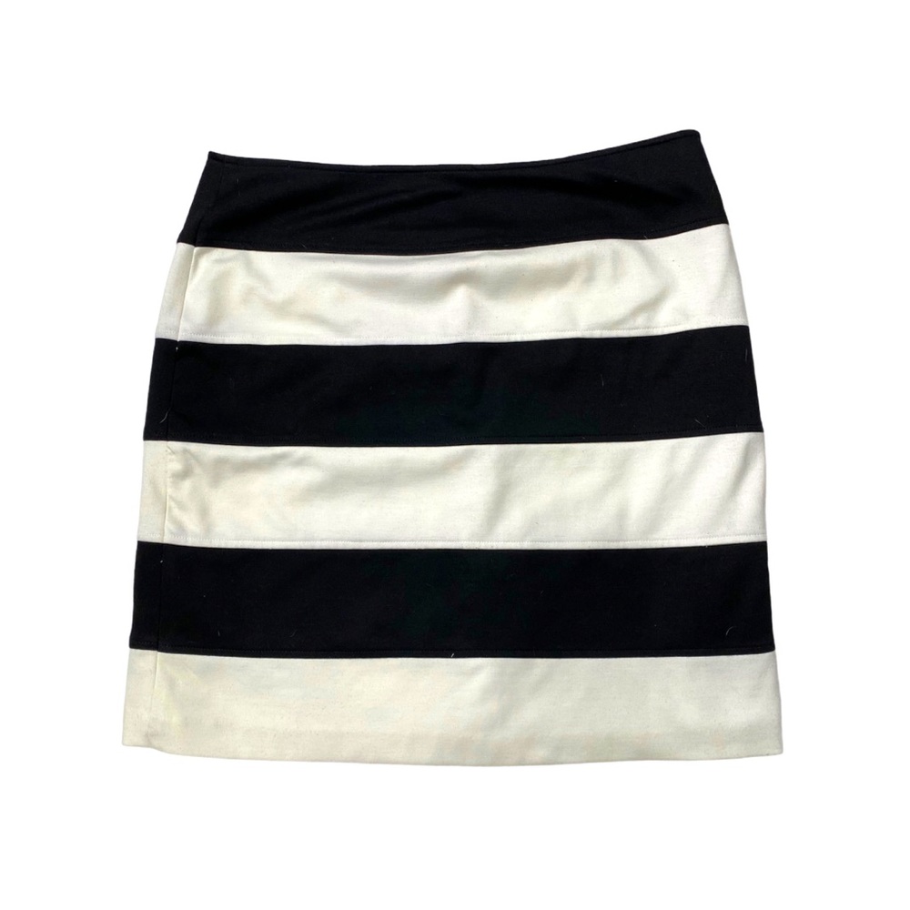 Sandro Jersey Mini Skirt Striped Colorblock Black & White Stretch 12 Large